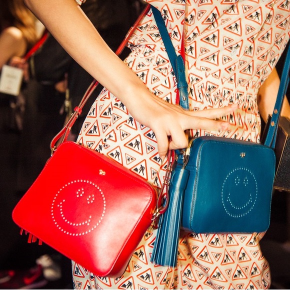 Anya Hindmarch Handbags - ANYA HINDMARCH Smiley Crossbody Camera Bag Petrol Blue Chunky Tassel Italy